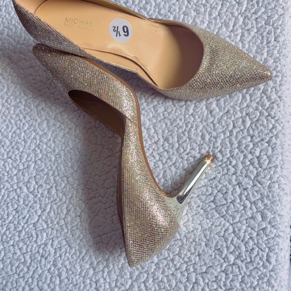 Michael Kors Gold Sparkle Women's Heels, sz 6 1/2.